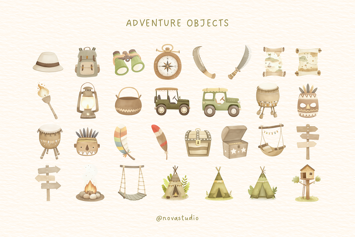 Jungle Friends Adventure – Clipart, an Animal Illustration by Nova Studio (Photo 3 of 11)