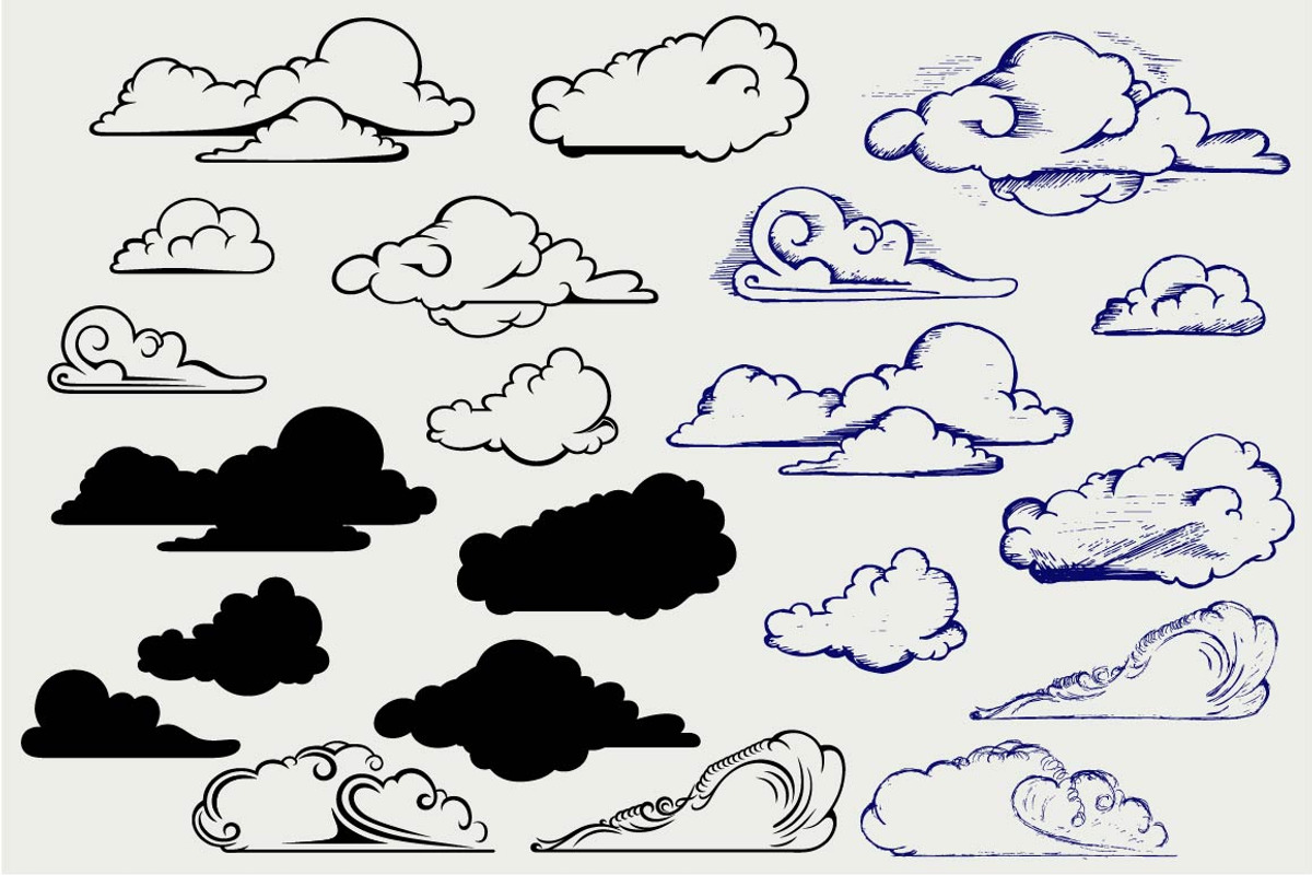 Clouds collection SVG, an Outline Icon by LineworkStock