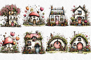Whimsical Spring House Clipart, an Illustration by Watercolor design (Thumbnail 6 of 6)