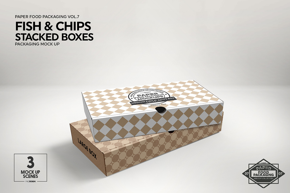 Stacked Fast Food Boxes Mockup, a Packaging Mockup by INCDesign (Photo 7 of 10)