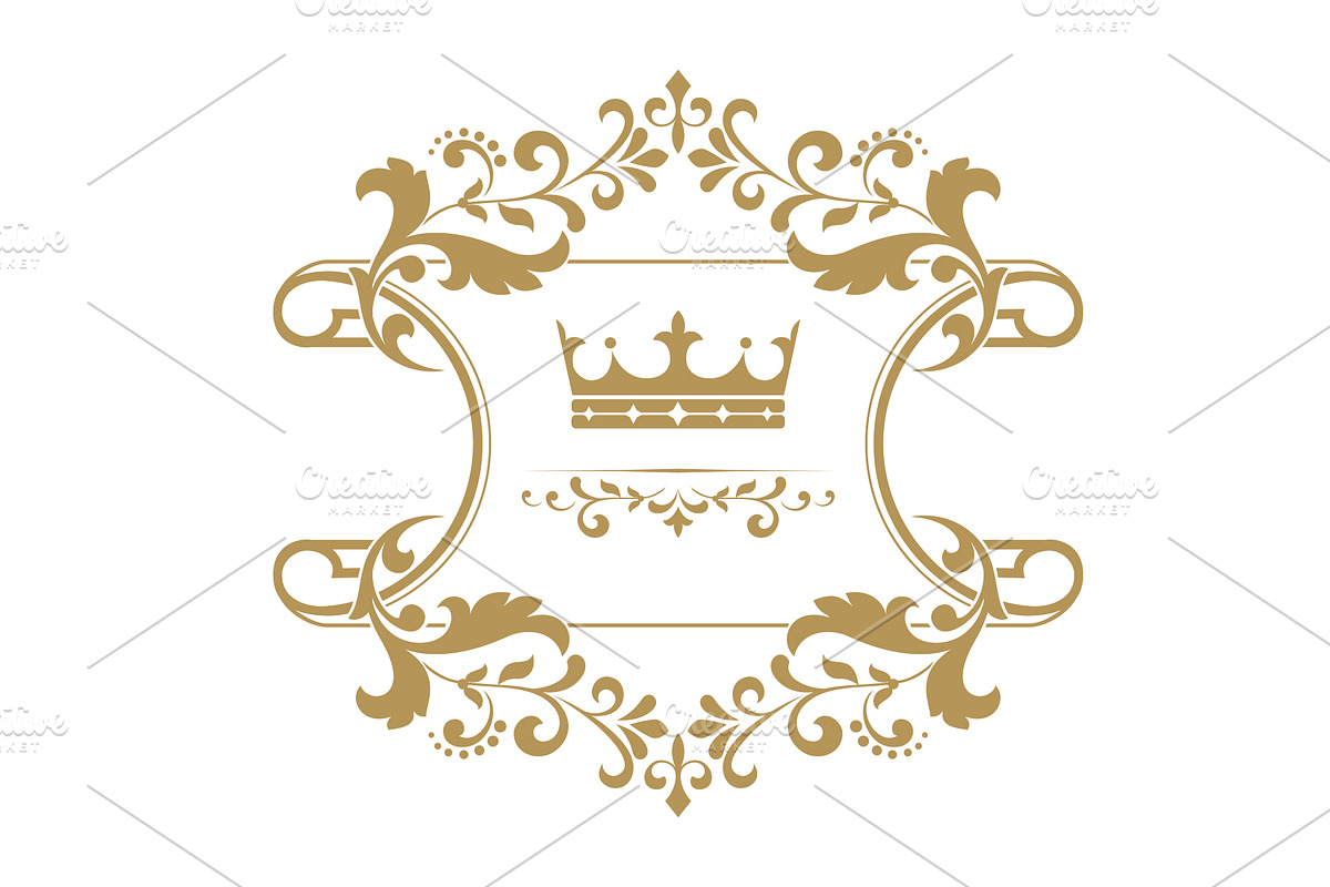 Gold crown in a vintage frame, a Pattern Graphic by RODINA (Photo 1 of 3)