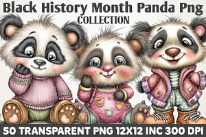 Black History Month Panda Clipart, an Illustration by RobertsArt