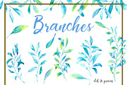 Blue plants. Watercolor set, a Decorative Illustration by SaharaArt (Thumbnail 2 of 7)