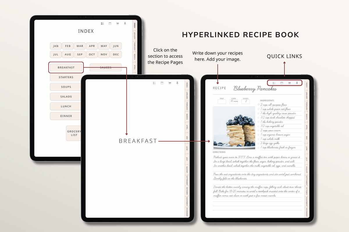 Digital Meal Planner for GoodNotes, a Templates & Theme by OrganizationOasisRo (Photo 5 of 10)