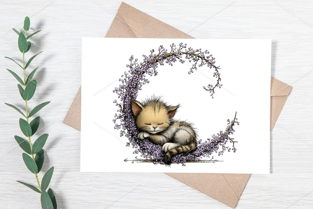 Whimsical Spring Cat Clipart Bundle, a Seasonal Illustration by Canvas Craft (Photo 5 of 7)