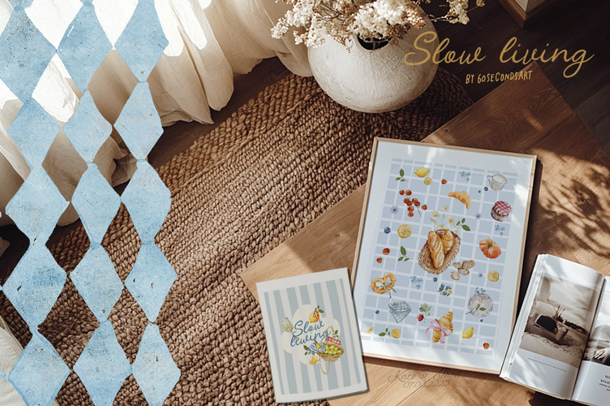 Slow living Clipart Frames Posters, a Decorative Illustration by 60secondsArt (Photo 6 of 11)