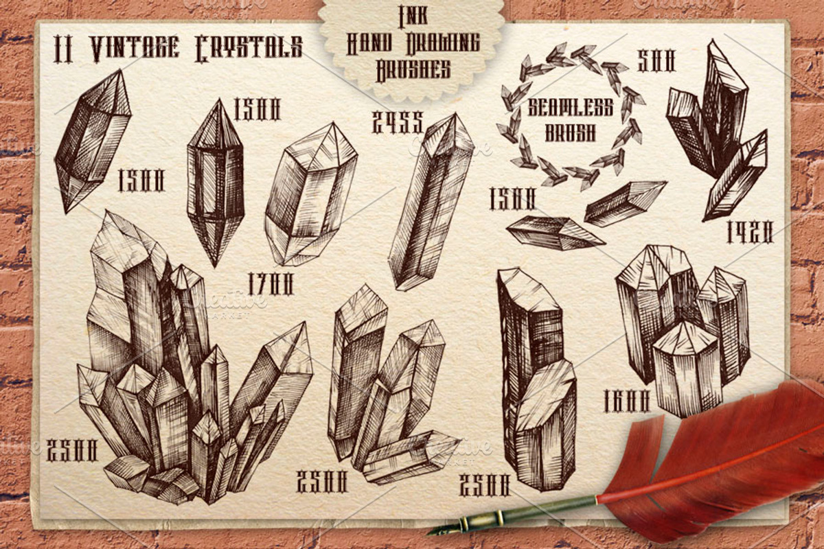 Vintage Ink Crystals PS Brushes preview 2