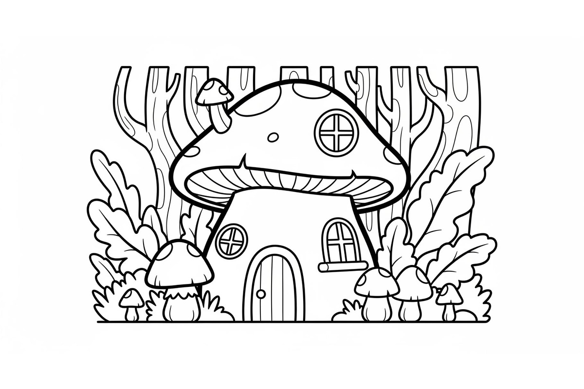 Whimsical Mushroom House Line Art bu, an Illustration by Designs_River (Photo 28 of 51)