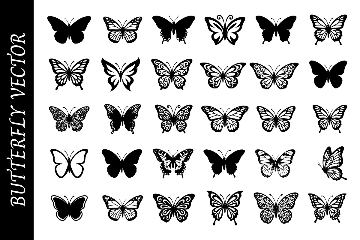 Butterfly Silhouette vector Art, an Animal Illustration by nandinigraphics (Photo 1 of 3)