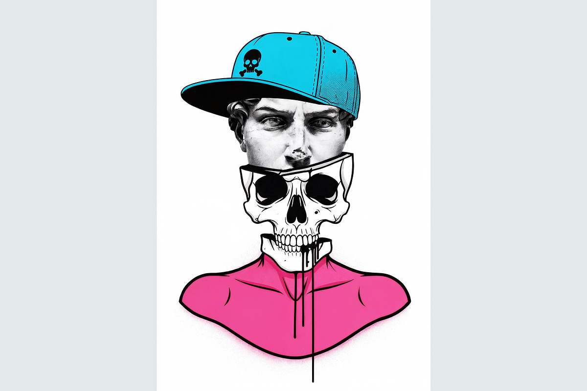 Surreal Streetwear Skull, an Object Illustration by StockVerse Creative (Photo 2 of 4)