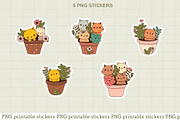Cats in Flowerpots Sticker Pack, an Animal Illustration by natalisart (Thumbnail 2 of 6)