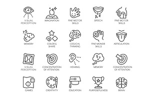 Cognitive Skills Icons, an Outline Icon by FishCoolish