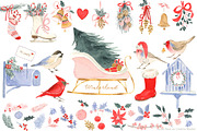 Watercolor Holiday Clipart Set, a Decorative Illustration by RhianAwni (Thumbnail 2 of 4)