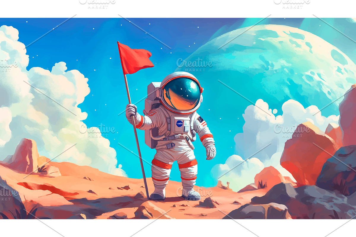 Astronaut Boy In Suit And Helmet, a Technology Illustration by LadadikArt