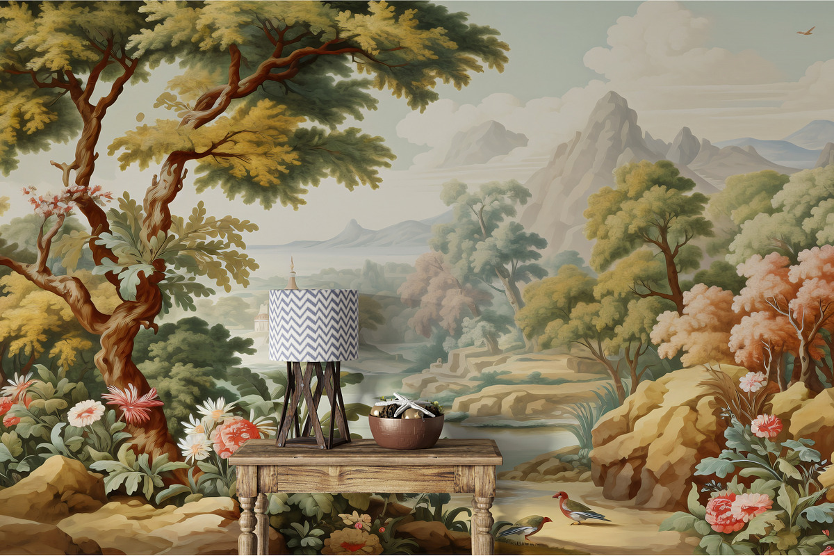 Pastoral landscape wallpaper