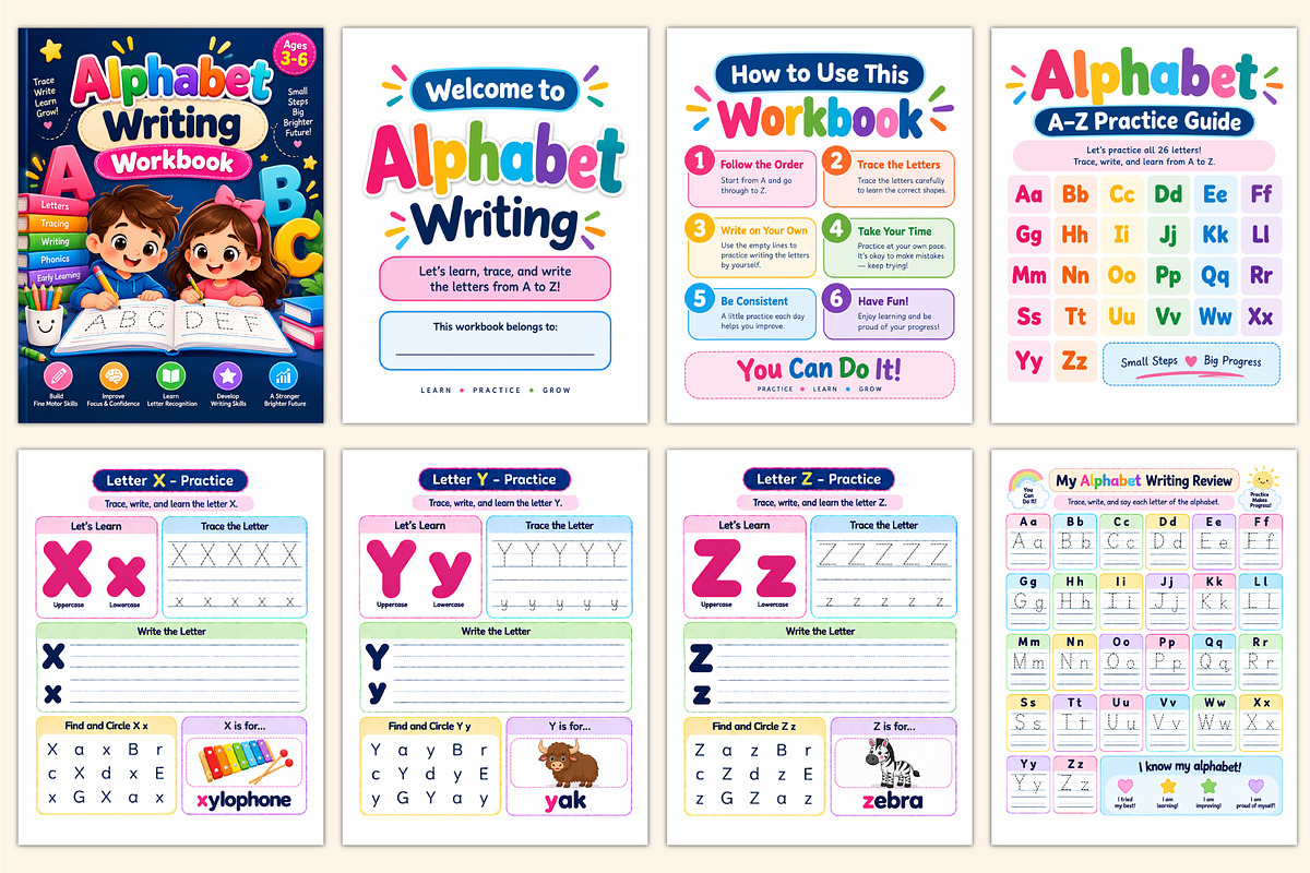 Alphabet Writing Workbook, a Stationery Template by Shumaya (Photo 2 of 5)