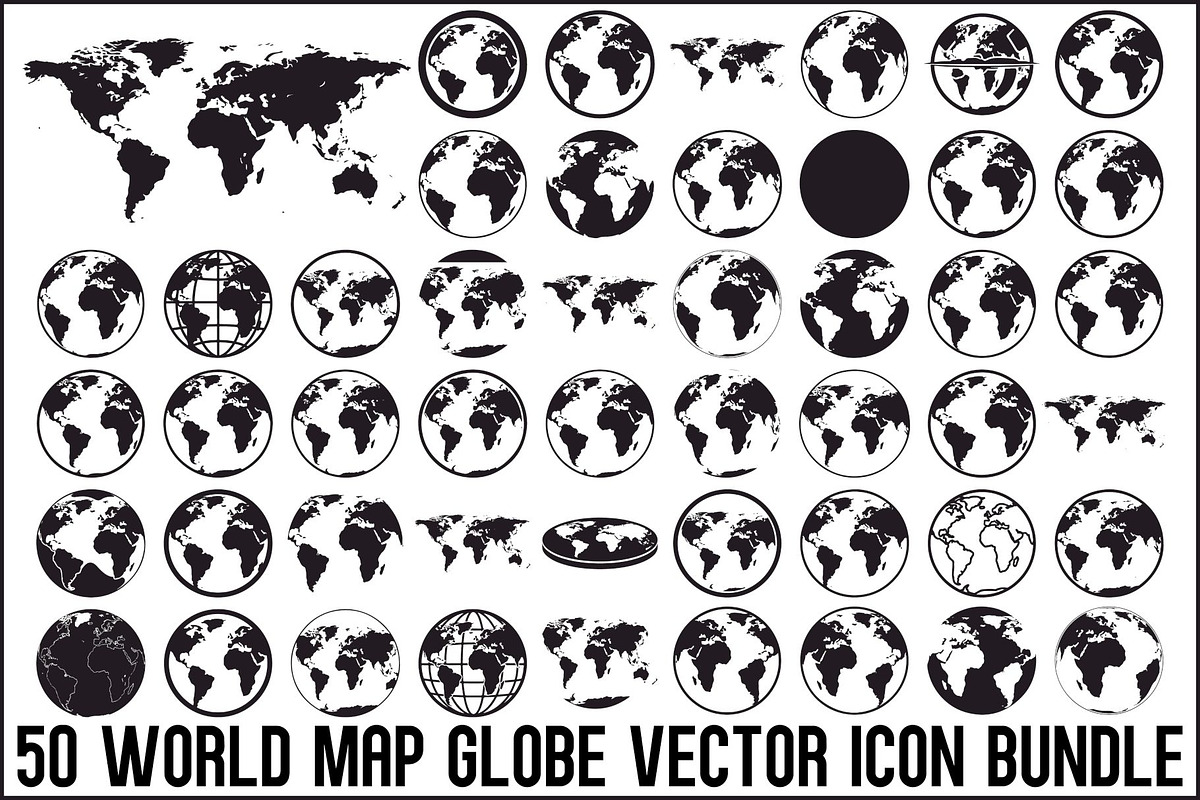 World Map Globe Vector Icon Bundle, an Illustration by Designs_River (Photo 1 of 51)