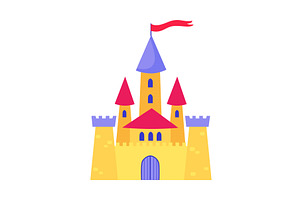 Cute Fairy Tale Castle with Gate, an Illustration by TopVectors