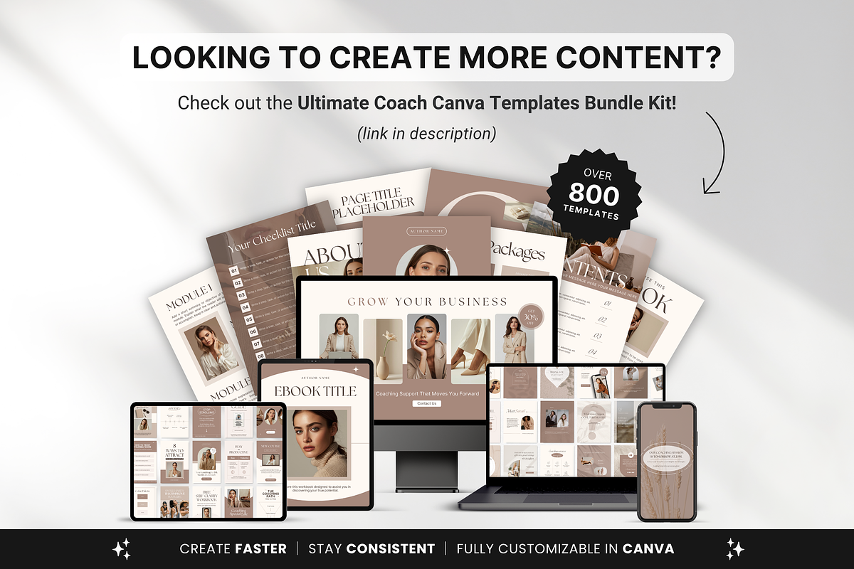 Coaching Ebook Template Canva Beige, a Magazine Template by DigiPax (Photo 10 of 11)