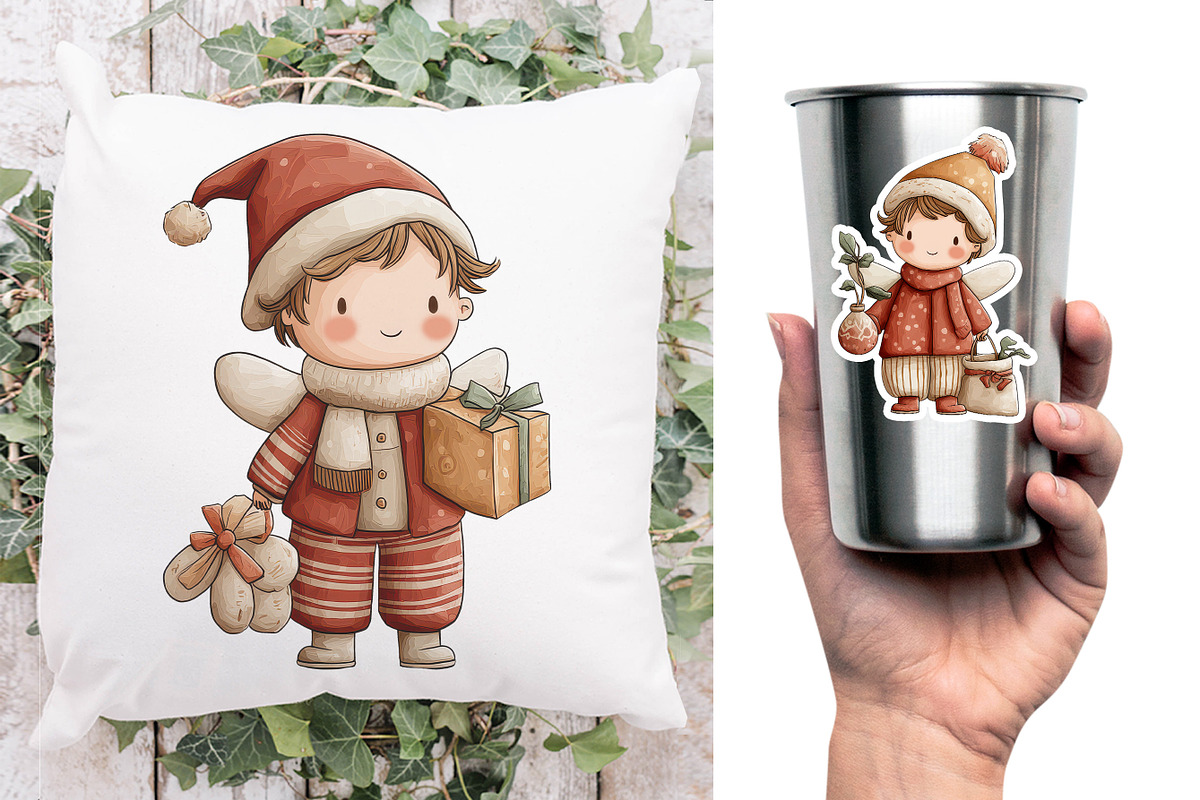 Whimsical Christmas Red Fairy Boy, a Seasonal Illustration by V Design Creator (Photo 5 of 8)