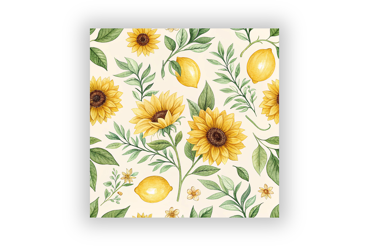 Watercolor Sunflower Digital Paper, a Pattern Graphic by FloridPrintables (Photo 2 of 10)