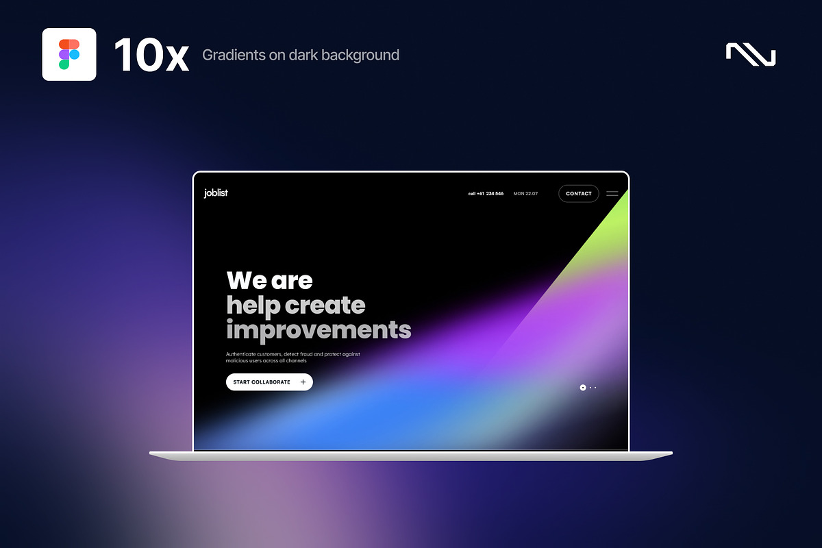 Gradio - Gradient Figma UI Header, an UI Kit Template by neuwebz (Photo 1 of 4)