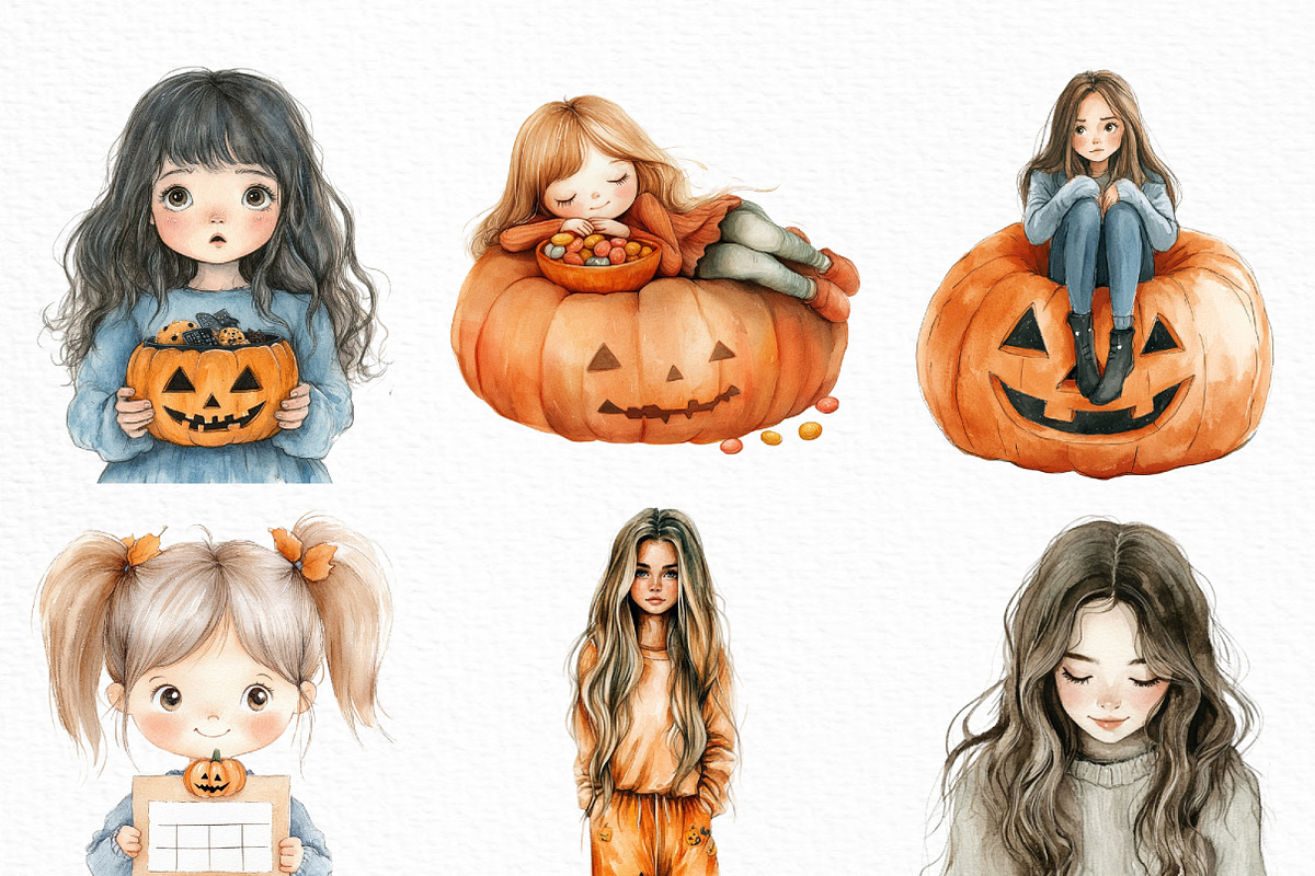 Halloween Movie Night Girl Clipart, an Illustration by Craft Nest (Photo 5 of 6)