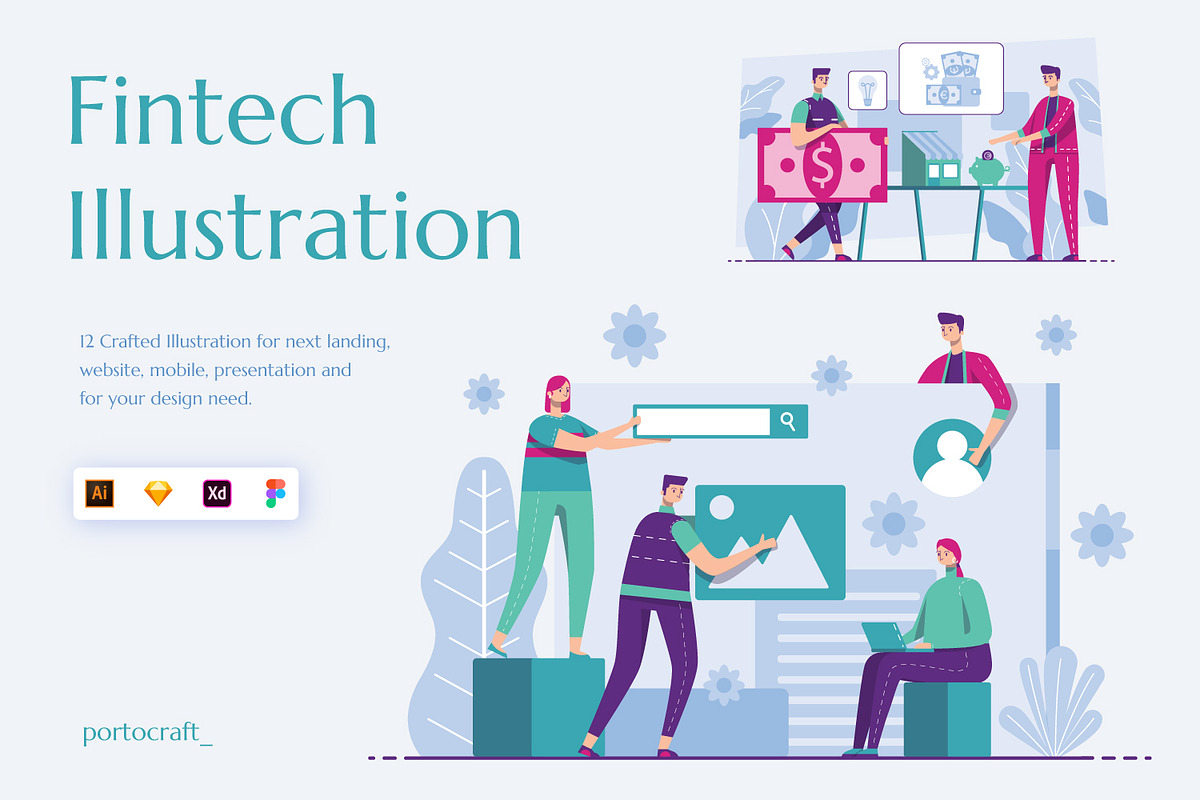Fintech Unique Illustration Team, a Templates & Theme by Portocraft (Photo 1 of 6)