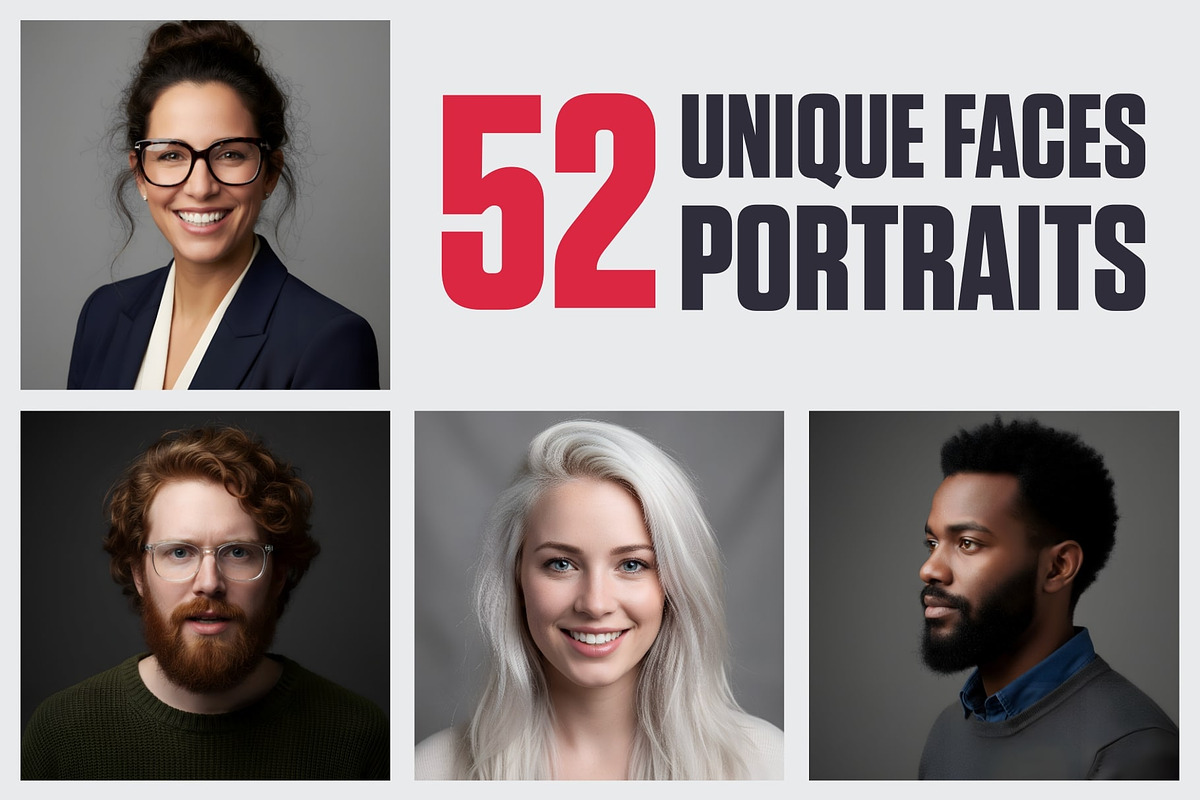 52 Unique Faces, Studio Portraits, a Person Photo by Palleon (Photo 1 of 9)