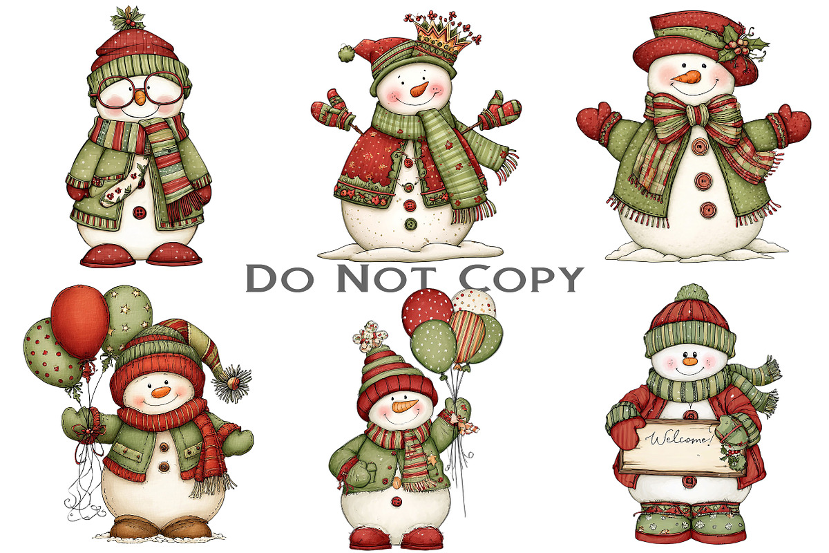 New Year Snowman Clipart Bundle, an Illustration by Craft Nest (Photo 7 of 8)