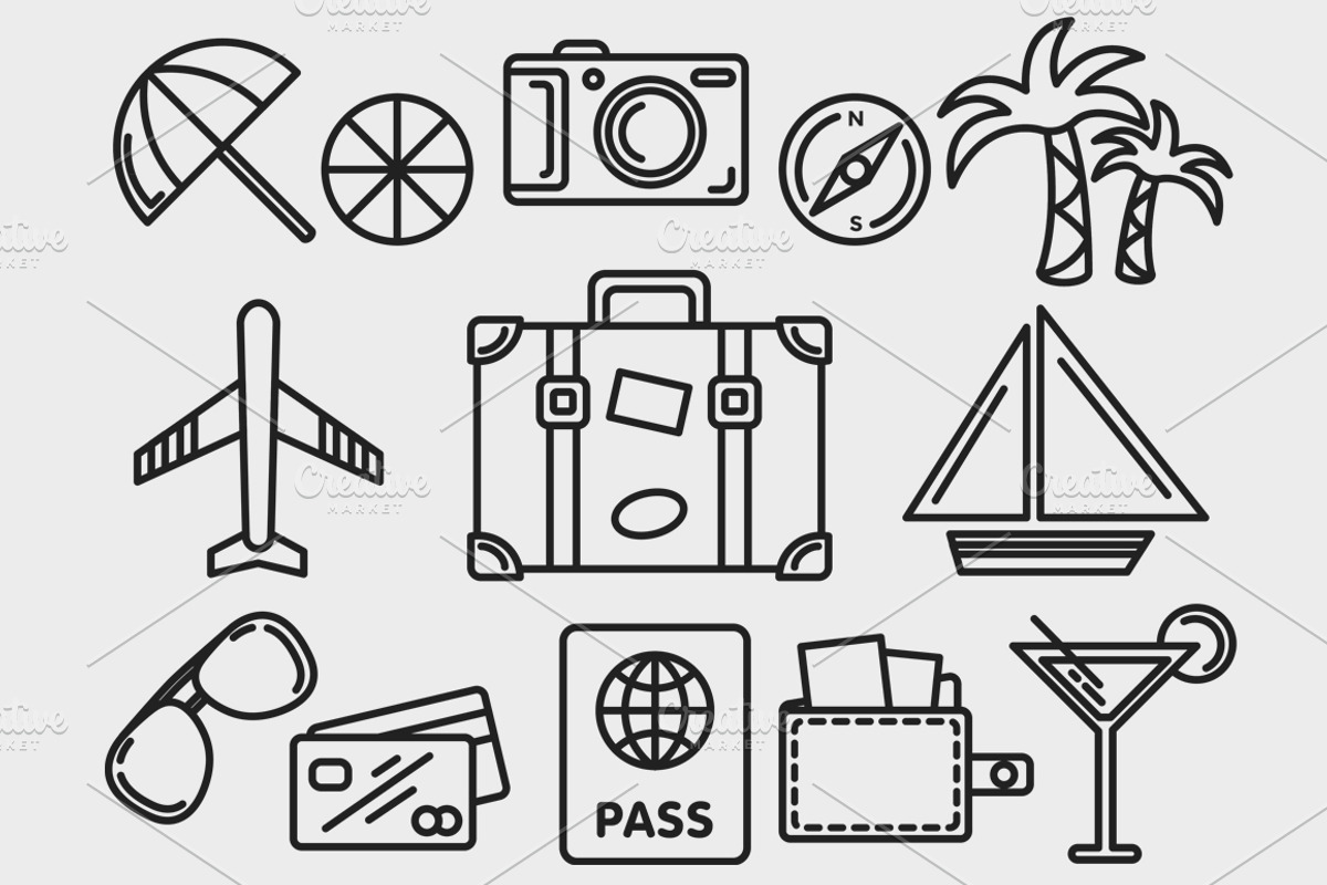 Travel Set Outlined & Colored, an Icon by DeniseUytiepo (Photo 3 of 5)