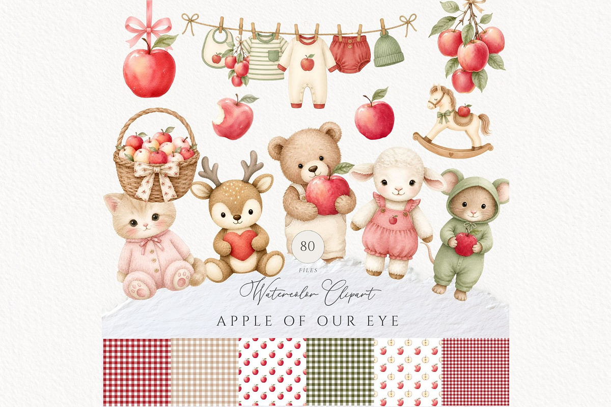 Apple Baby Shower Watercolor, a Seasonal Illustration by Invite to Clipart (Photo 1 of 10)