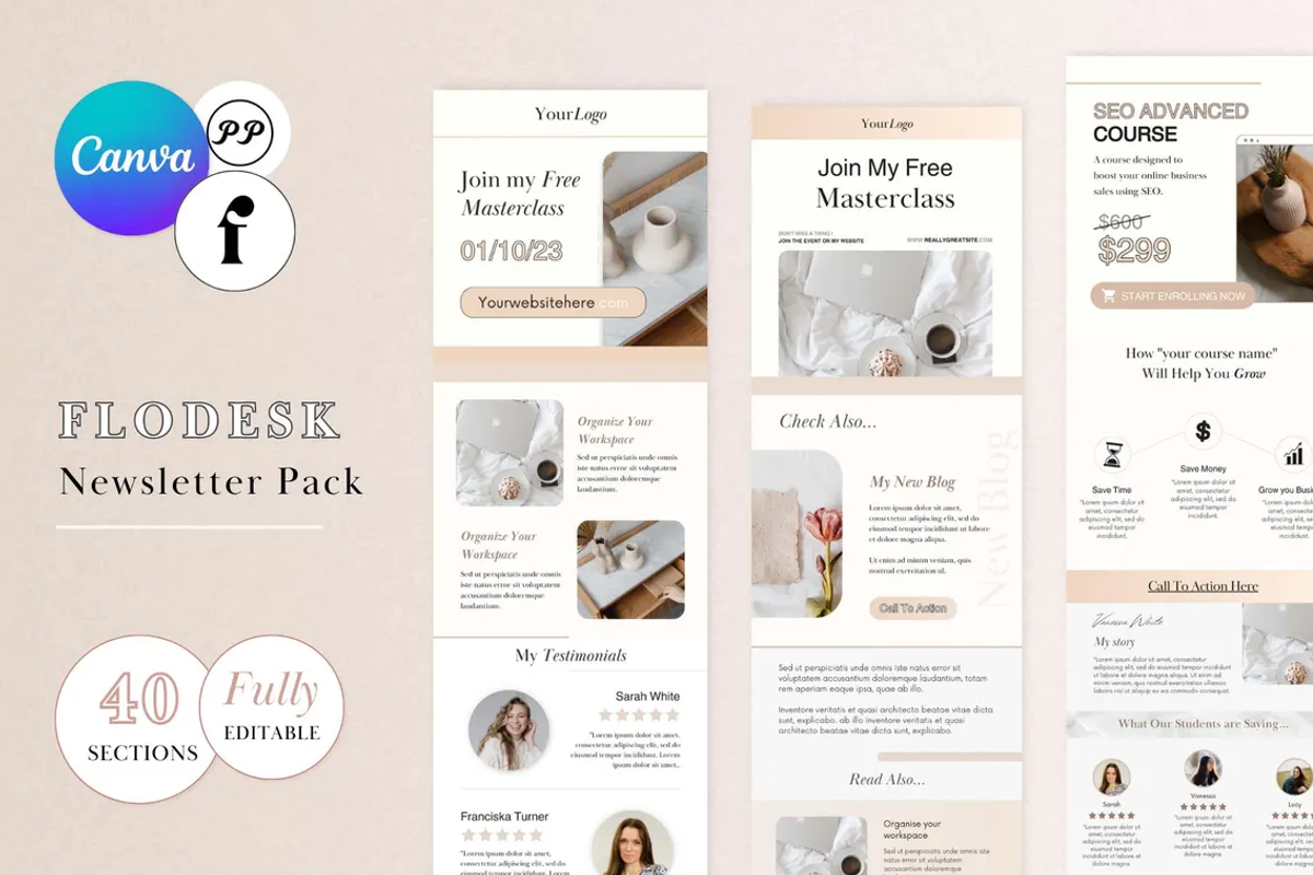 40 Flodesk Email Templates Pack, an Email Template by PittaFinePrint (Photo 1 of 7)