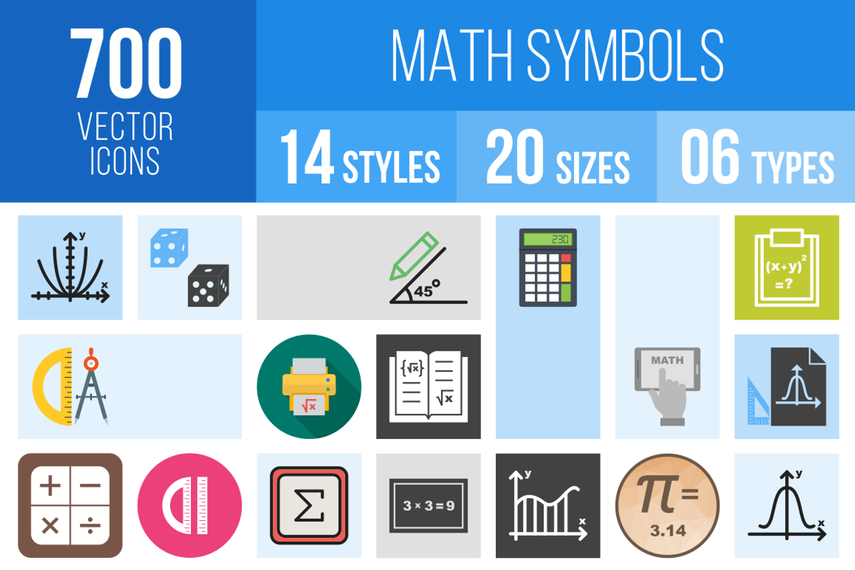 700 Math Symbols Icons, an Outline Icon by IconBunny