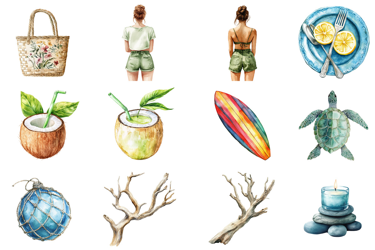 Watercolor Coastal Serenity Clipart, an Illustration by CitraGraphics (Photo 5 of 5)