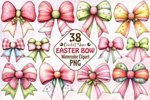 Crochet Yarn Easter Bow clipart, an Illustration by RobertsArt