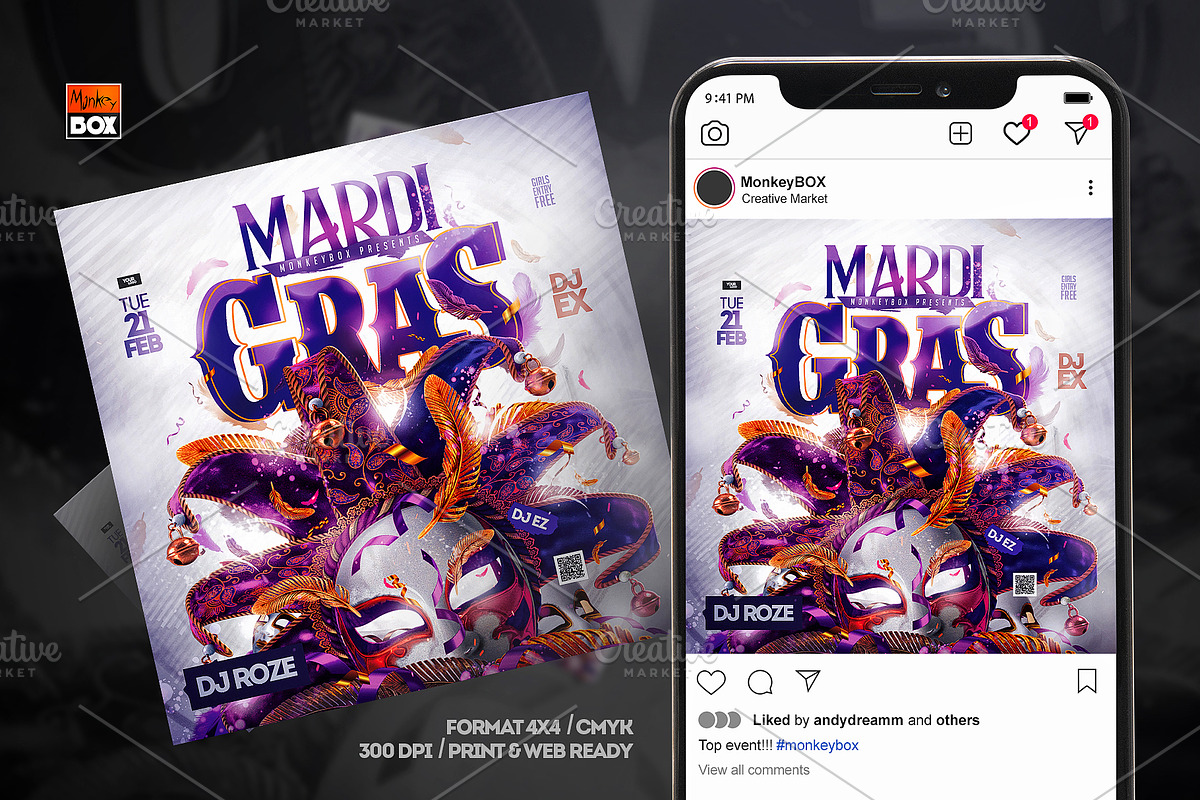Flyer Mardi Gras Template, a Flyer Template by MonkeyBOX (Photo 2 of 3)