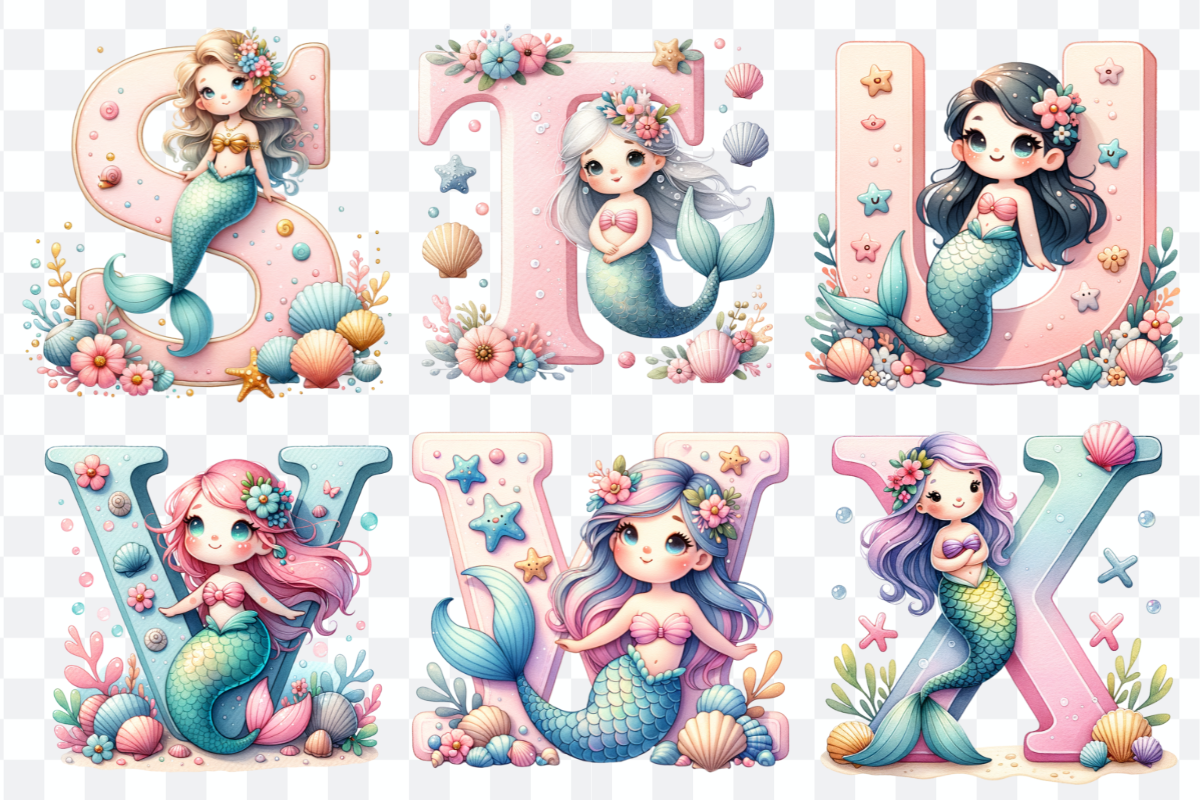 Mermaid Alphabet Font & Numbers, a Symbol Font by Bubble Pixel (Photo 6 of 8)