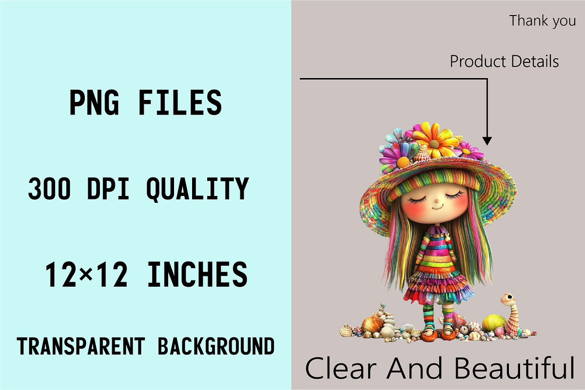 Cute Summer Girls Clipart Bundle., an Illustration by SVGArt (Photo 5 of 9)