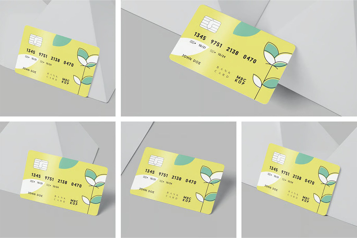 5 Bank Card Mockups, an Advertising Mockup by megostudi0 (Photo 1 of 7)