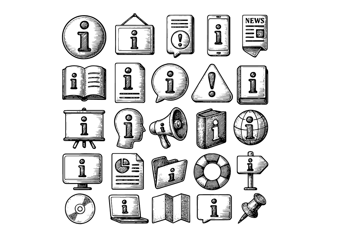 Information Icon Set, an Object Graphic by RT Studio