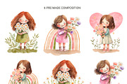 Flower Girls. Watercolor set, a Decorative Illustration by AlineArtStore (Thumbnail 3 of 8)