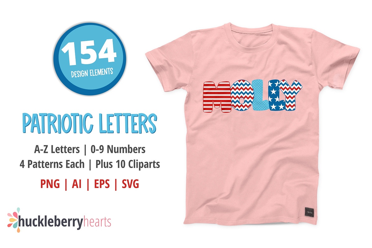Patriotic Alphabet Letters, an Object Illustration by Huckleberry Hearts (Photo 4 of 4)