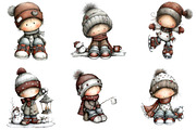 Whimsical Winter Kids Clipart Bundle, an Illustration by DreamArtGraphic (Thumbnail 4 of 5)