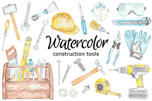 Construction Tools Watercolor