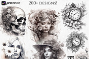 Procreate / Fine Art tattoo flash, a Brush Add-On by Studio.Valhalla (Thumbnail 4 of 4)