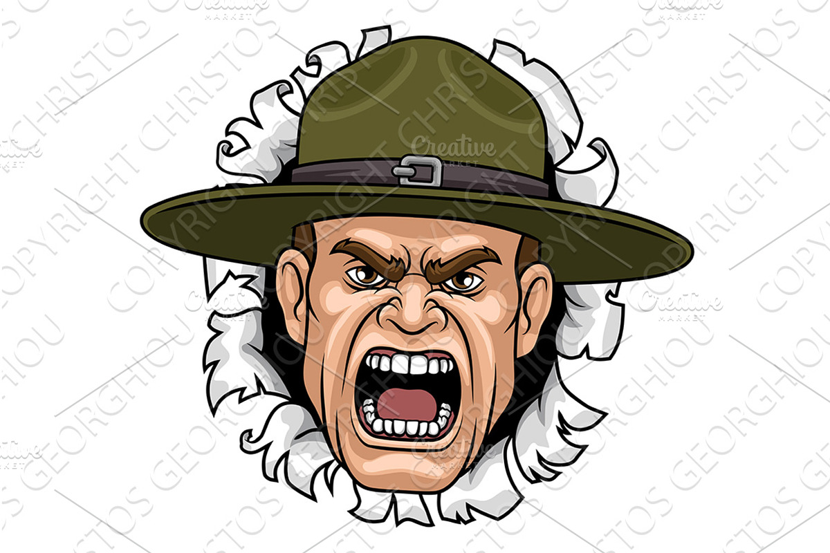 Drill Instructor Sergeant Bootcamp, an Animal Illustration by Christos Georghiou