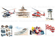 Watercolor Formula 1 Clipart, Racing, a Sport Illustration by BrushstrokeArtGB (Thumbnail 4 of 9)
