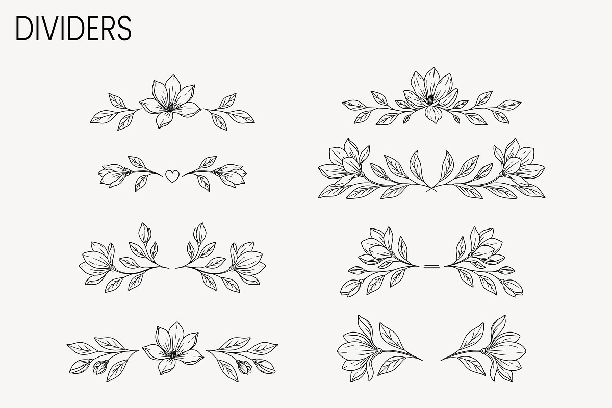Magnolia Wedding Frames & Clipart, a Decorative Illustration by moja doodle (Photo 6 of 9)