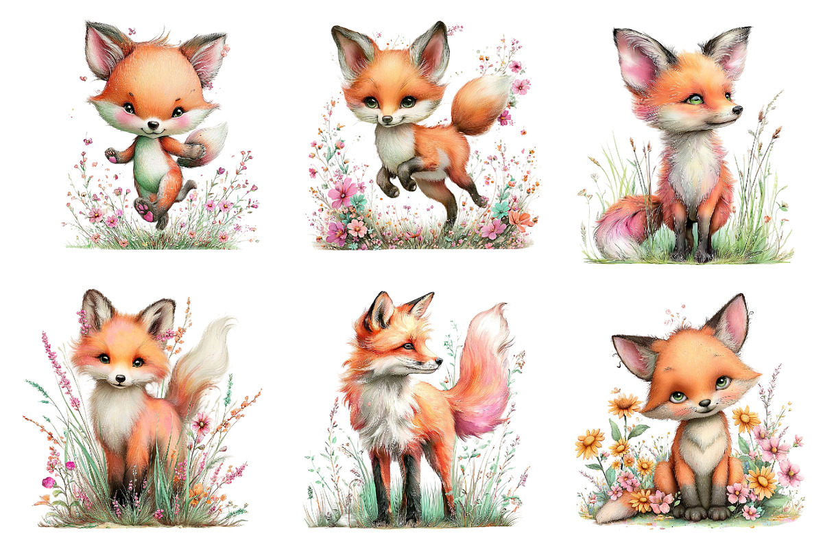 Summer Fox Meadow Clipart, an Illustration by Designworld (Photo 2 of 5)